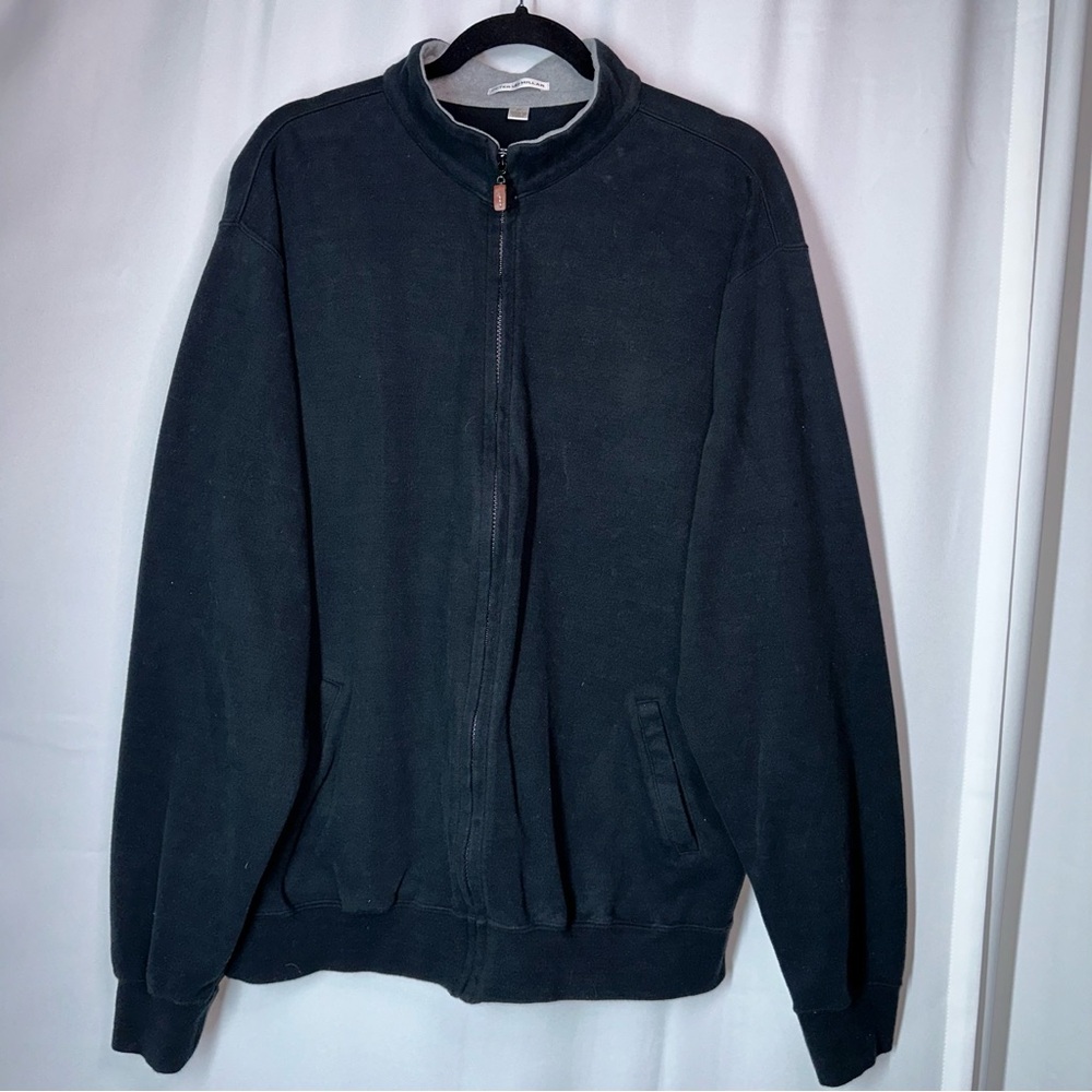 Peter Millar Jacket Men’s XL Black Full Zip Soft 100% Cotton Golf‎ Zip Pocket